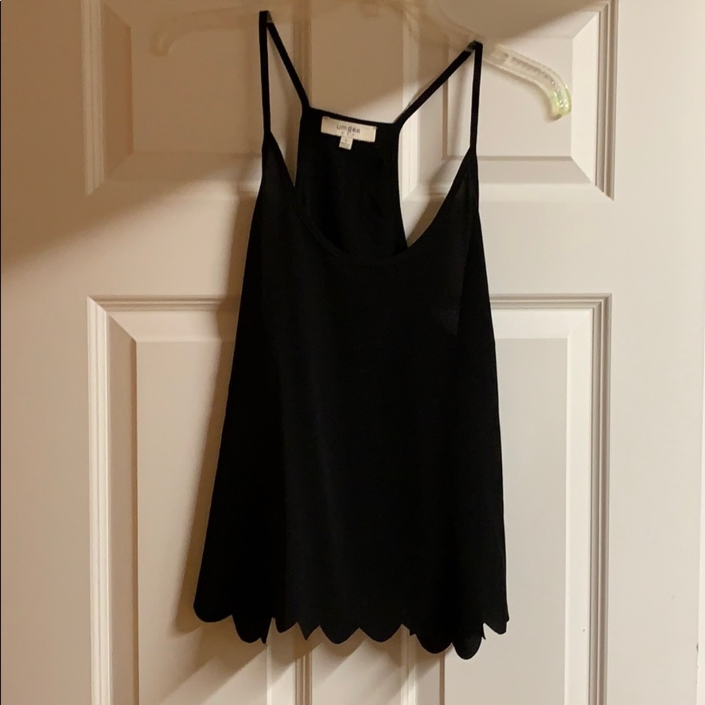 Scalloped black top